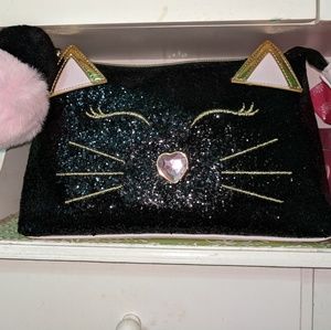 Cute cat betsey johnson makeup/travel bag